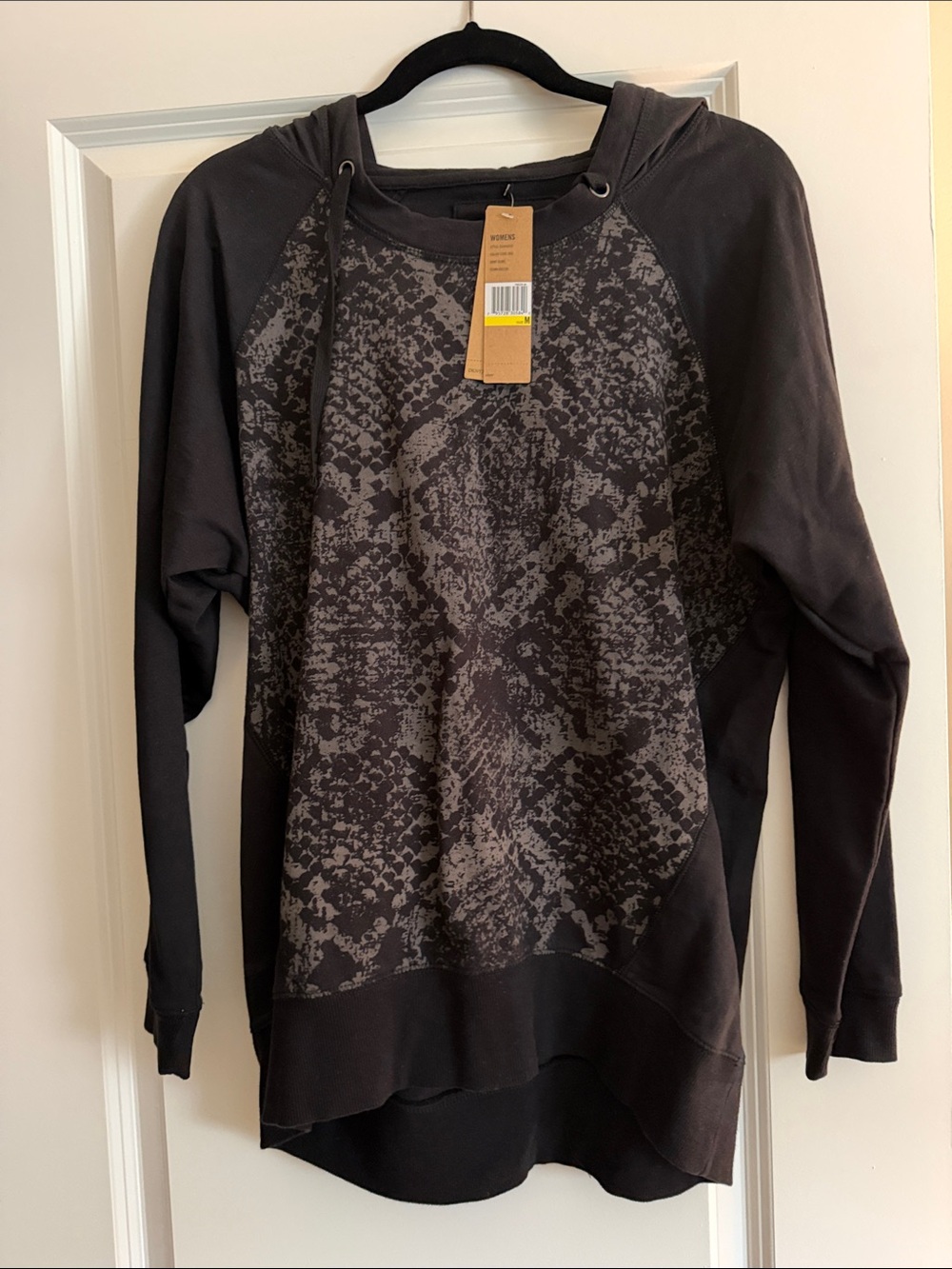 Dkny Black and Charcoal Hooded Pullover with Subtle Pattern